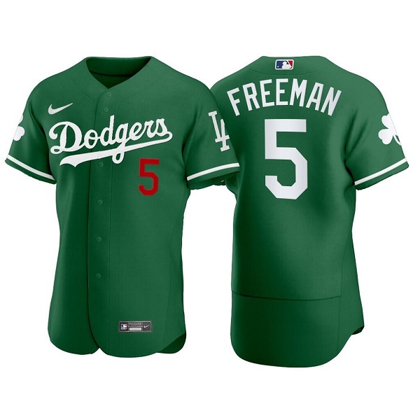 Men's Los Angeles Dodgers #5 Freddie Freeman Green Flex Base Stitched Jersey